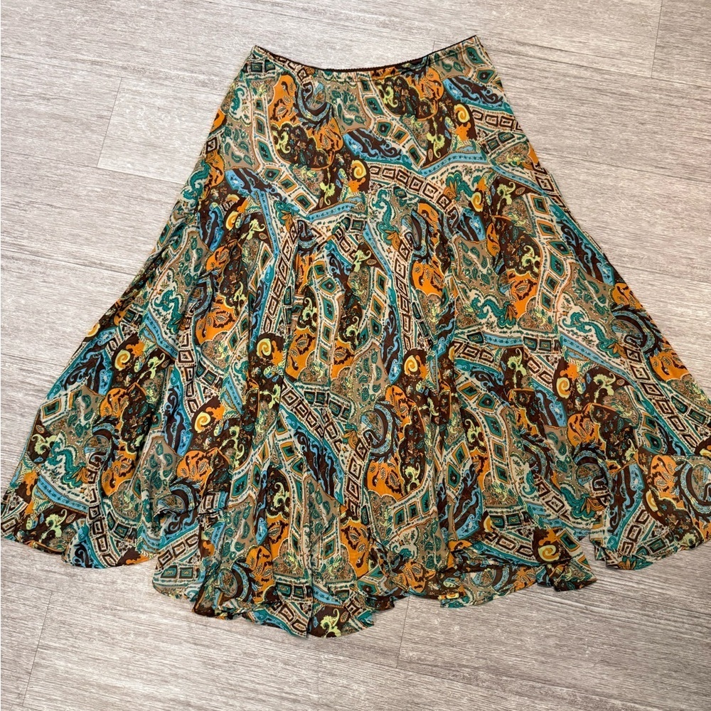 Newsworthy Vintage Y2K Multicolored Fairy Boho Flowy Women's Midi Skirt - Picture 2 of 10